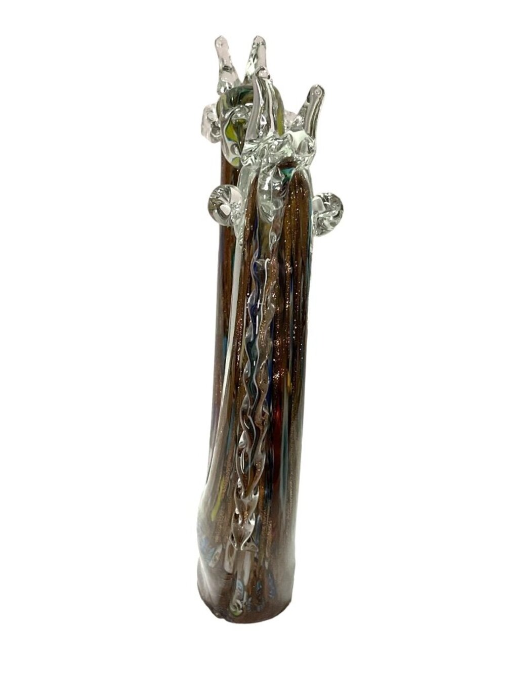 Large Giraffe Art Glass Sculpture Multicolor Millefiori Double Headed Stretched - Picture 7 of 9